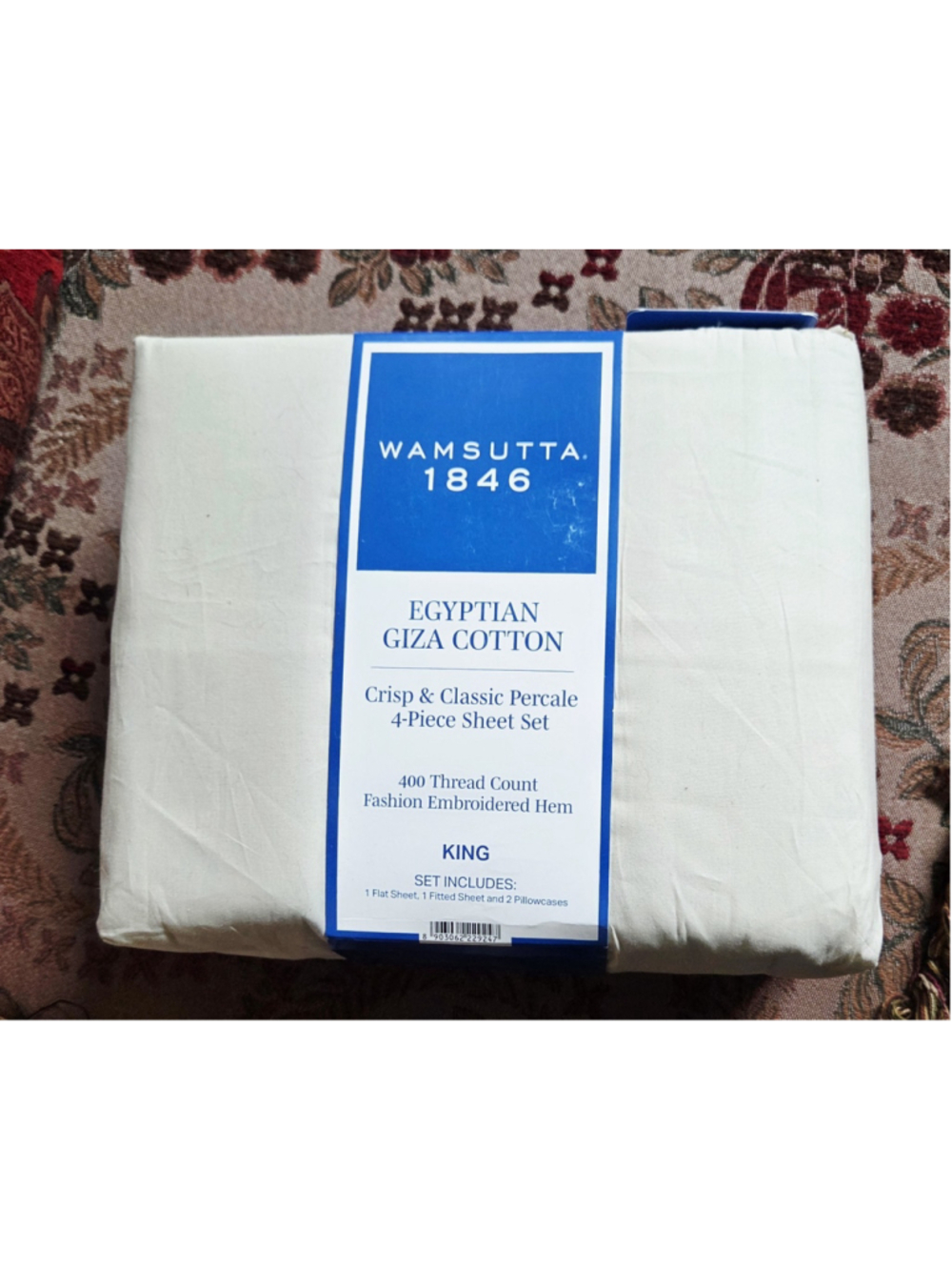 Wamsutta 1846 4-Piece 400 Thread Count Oatmeal Egyptian Cotton Sheet Set, King